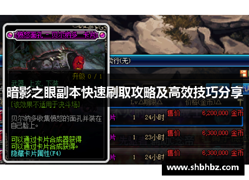 暗影之眼副本快速刷取攻略及高效技巧分享